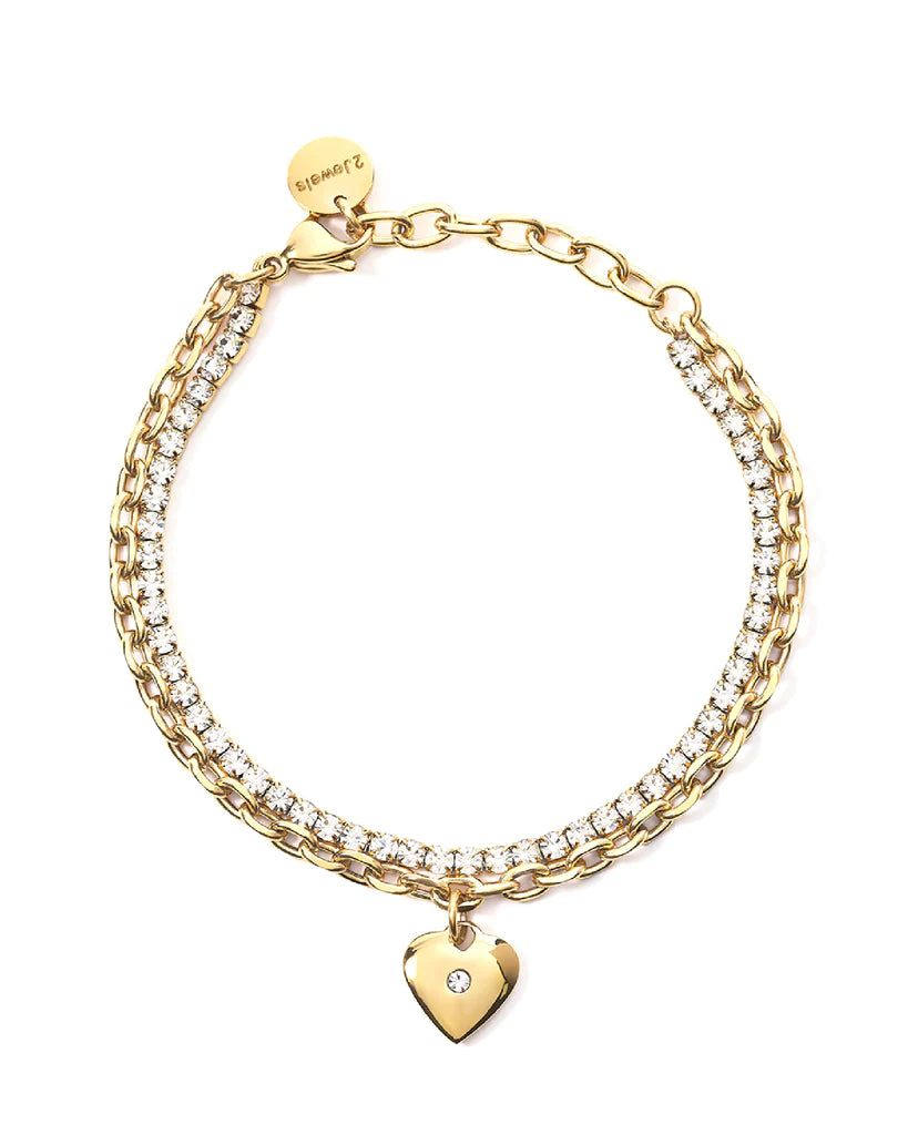 Bracciale Lady Ikon Doppia Catena con Cuore Dorato 232317