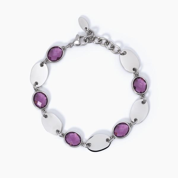 Bracciale Vetro Viola e Ovali Lucidi 232337