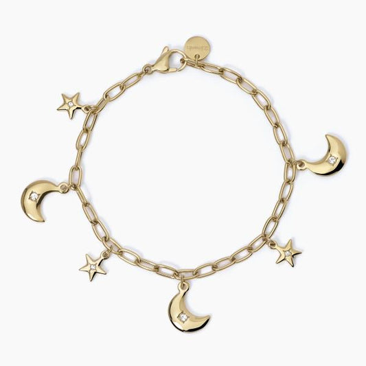 Pulsera Dorada con Medias Lunas y Estrellas 232345