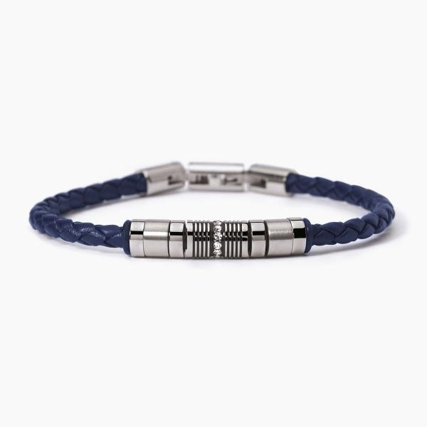 Pulsera de Hombre con Cuero Trenzado Azul 232361