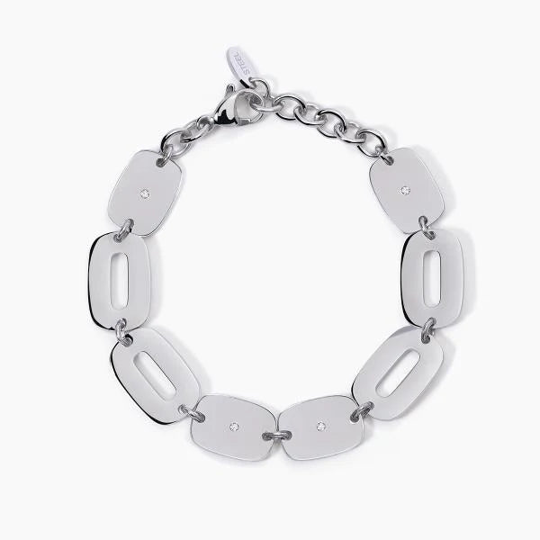 Bracciale in Acciaio con Elementi Rettangolari Alternati 232409