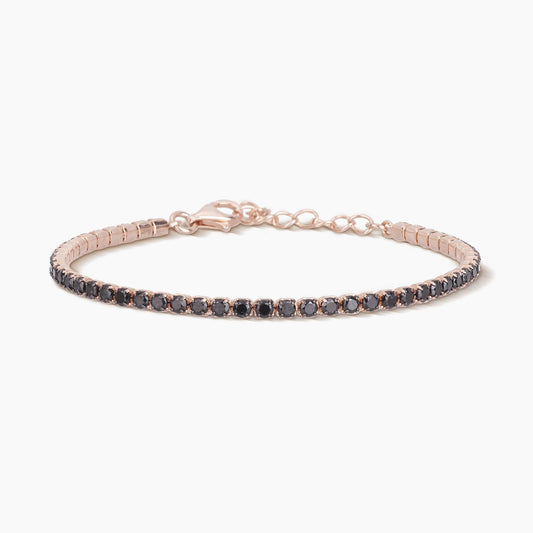 Bracciale Rosato Mini Tennis Zirconi Neri 533329