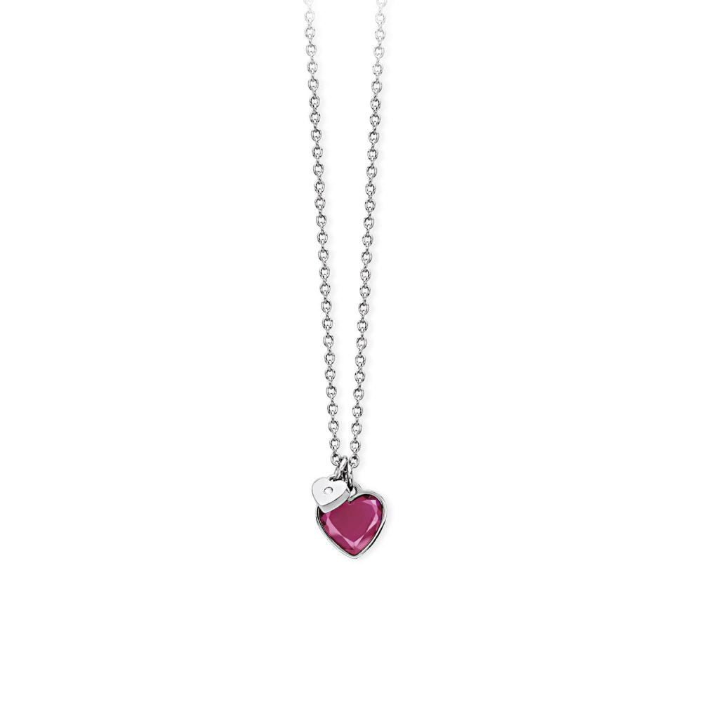 Collana con Cuore in Vetro Fucsia 251590