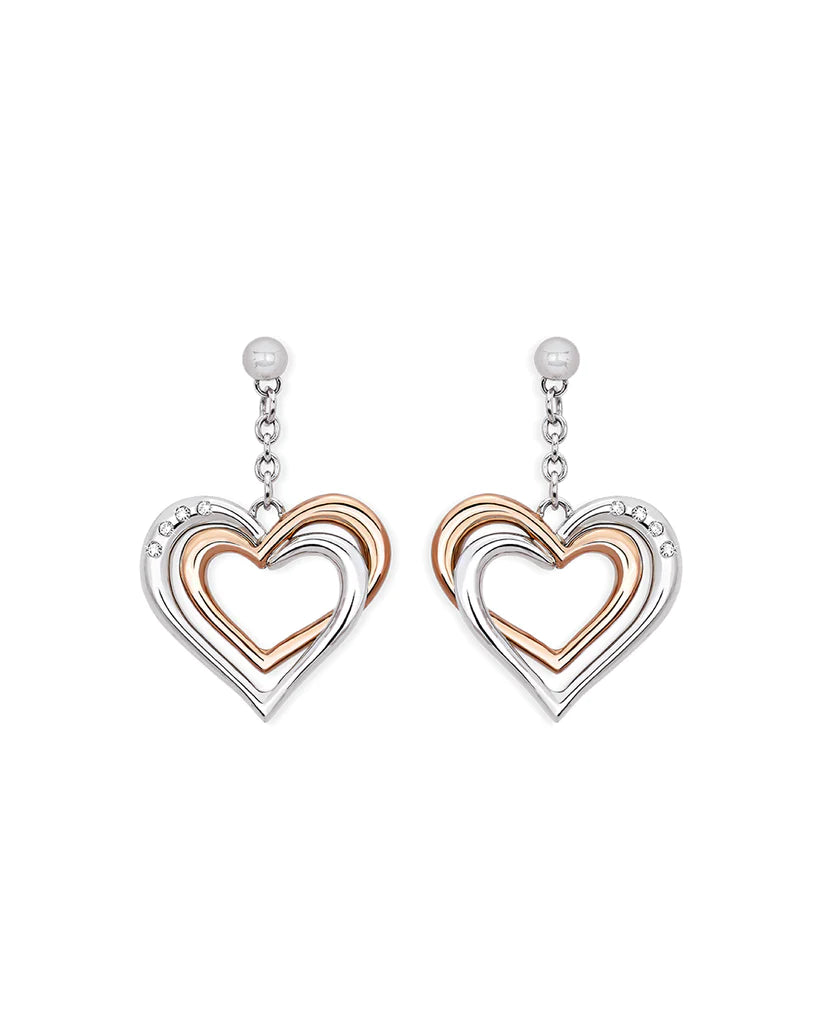 Pendientes You And I Corazones en Acero y Rosa 261243