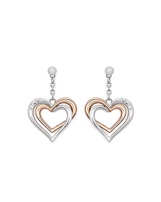 Pendientes You And I Corazones en Acero y Rosa 261243