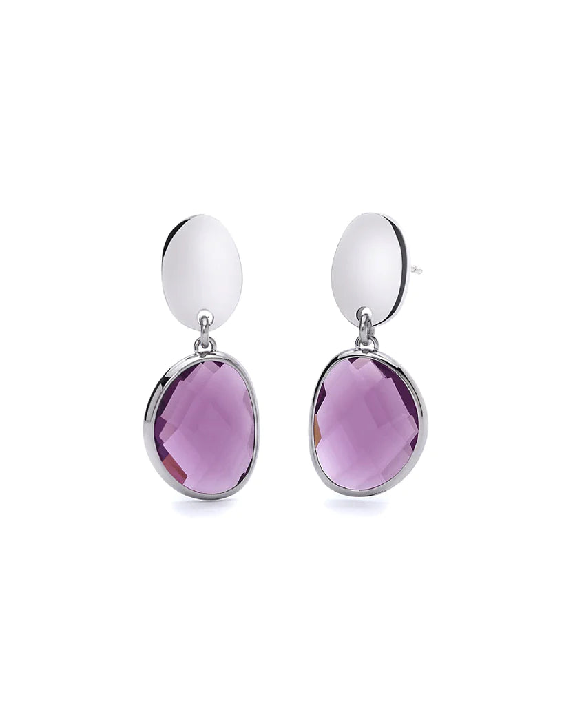 Pendientes de cuarzo morado ovalado Diva 261351