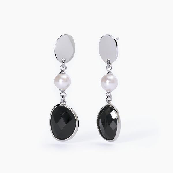 Pendientes con Elementos de Cristal Negro 261366