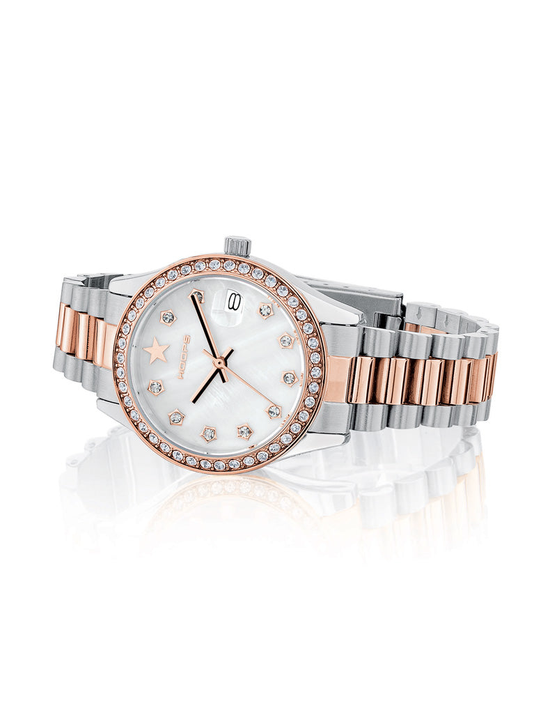 Super Luxury Rose Gold y White Mother of Pearl Reloj para mujer 2641L-SRG01