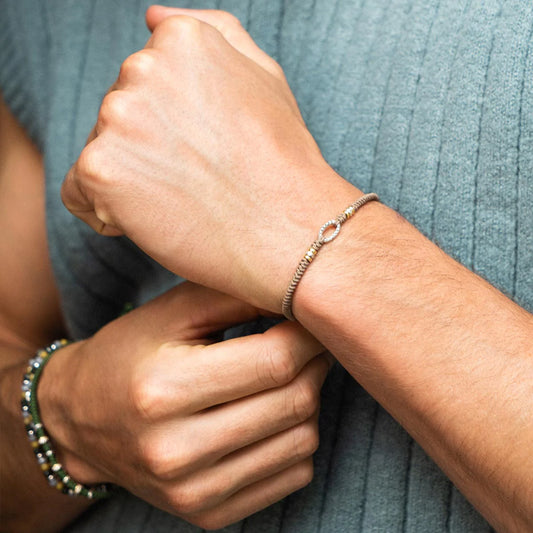 Bracciale con Intreccio Rotondo e Ovale Sabbia BR-U02 M3 TS