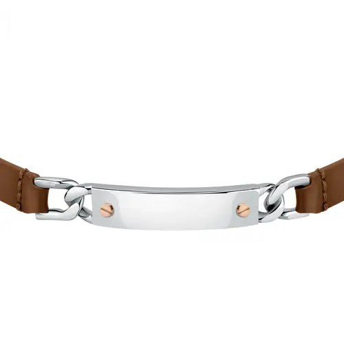 Bracciale Uomo Moody Acciaio e Marrone SQH45