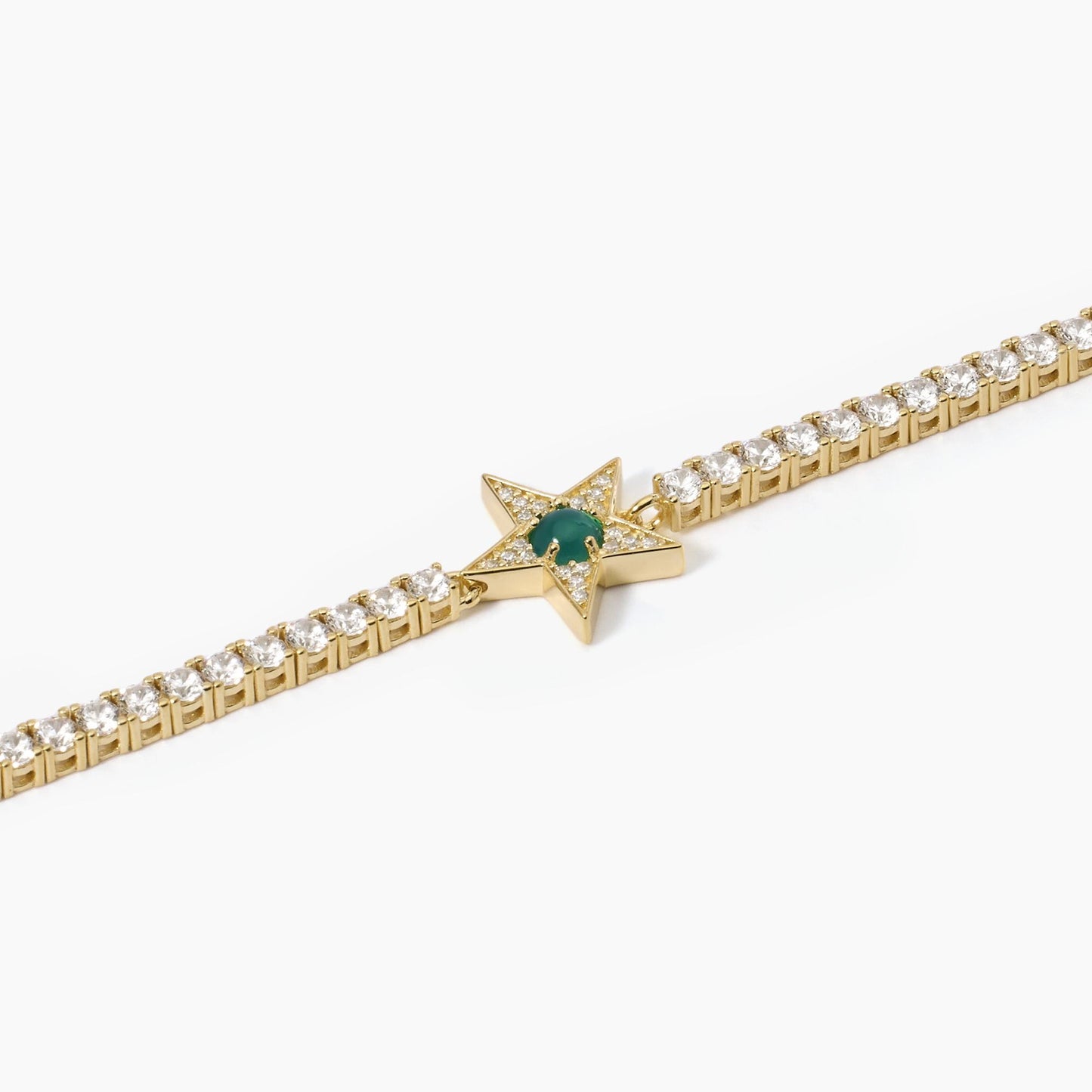 Pulsera Tennis Con Estrella De Agata Verde Y Zirconia Starlet 533651