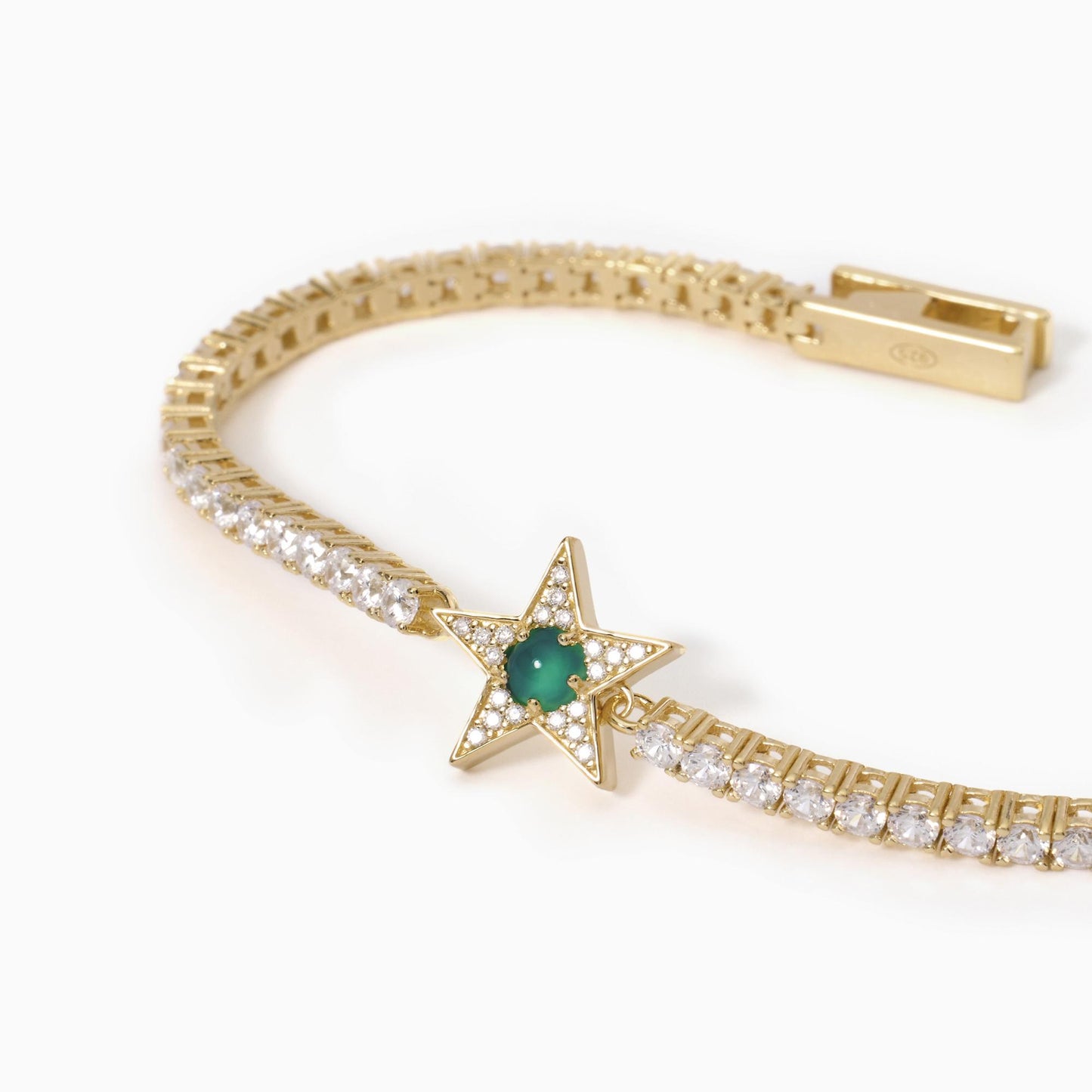 Pulsera Tennis Con Estrella De Agata Verde Y Zirconia Starlet 533651