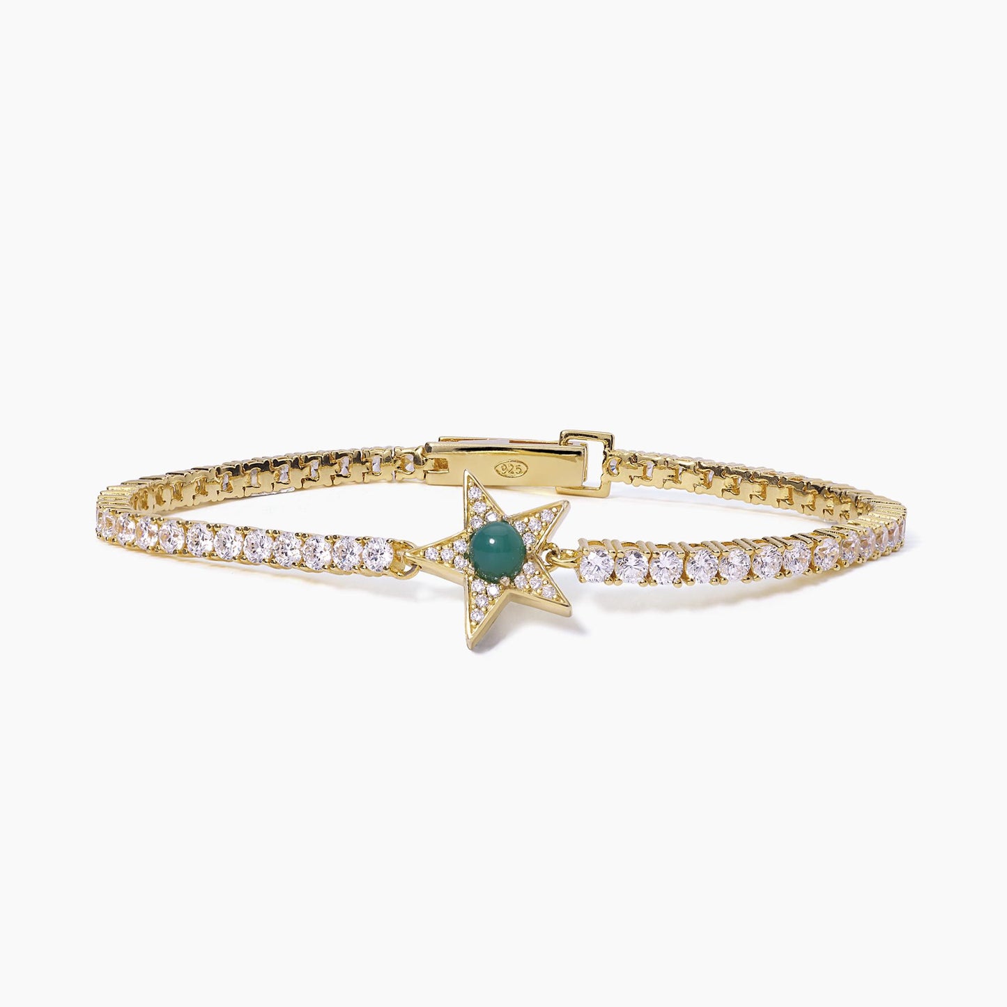 Pulsera Tennis Con Estrella De Agata Verde Y Zirconia Starlet 533651