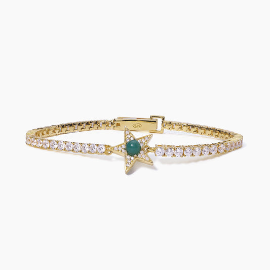 Pulsera Tennis Con Estrella De Agata Verde Y Zirconia Starlet 533651