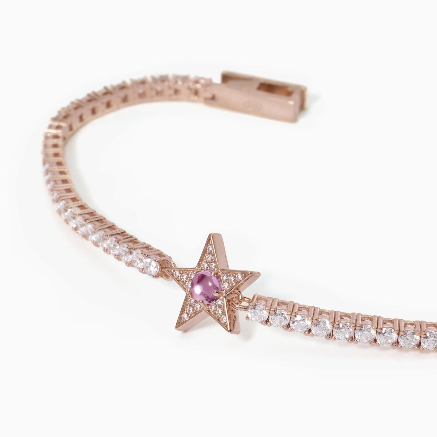 Pulsera Tennis Rosa Con Estrella De Turmalina Y Circonitas Starlet 533652