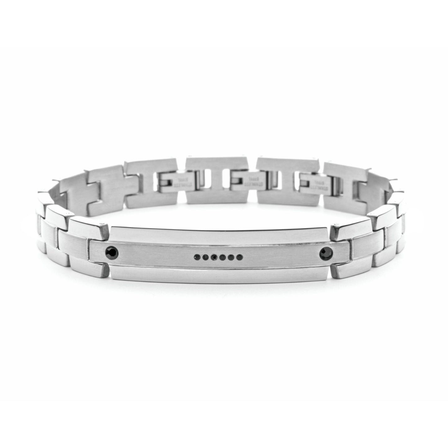 Bracciale Uomo 4US con Maglia Lucida e Zirconi Neri 4UBR5639