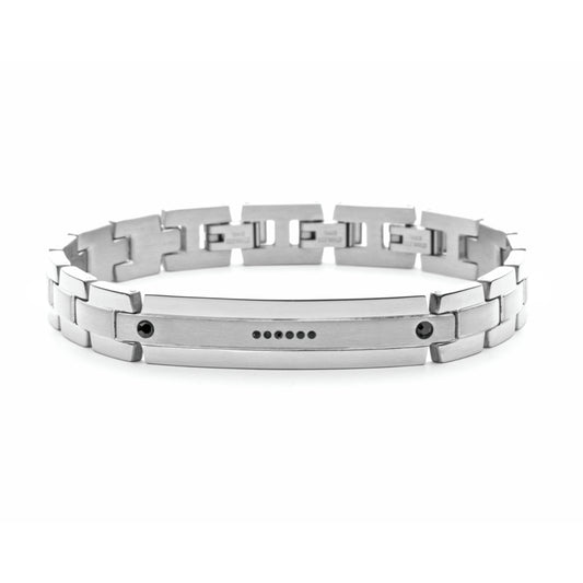 Bracciale Uomo 4US con Maglia Lucida e Zirconi Neri 4UBR5639