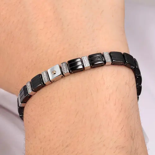 Bracciale Uomo Gold Acciaio e Nero SATM15