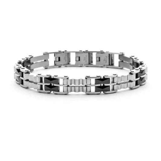 Pulsera 4US para hombre en acero y cerámica negra 4UBR5596