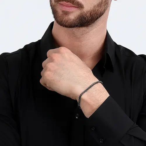 Pulsera Hombre Cadenas Negras SATX29