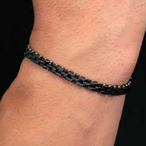 Pulsera Hombre SAUK05 Acero y Diamantes Negros