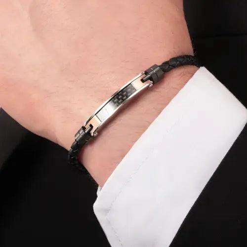 Pulsera Moody Hombre Negro, Rosa y Acero SQH22