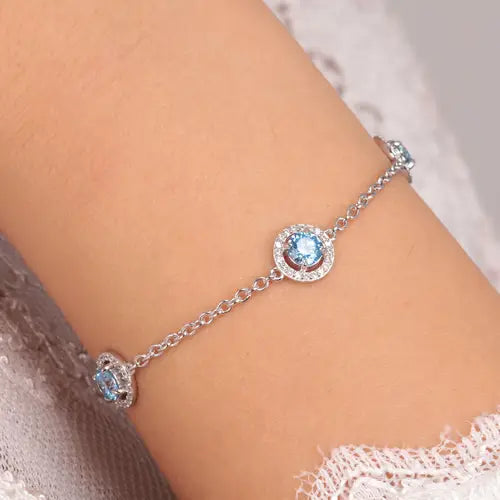 Pulsera Tesori de Plata con Piedras Aguamarinas SAIW96