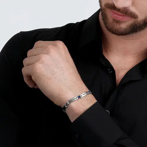 Pulsera de Hombre Urban Steel con Cristales Azules SABH24