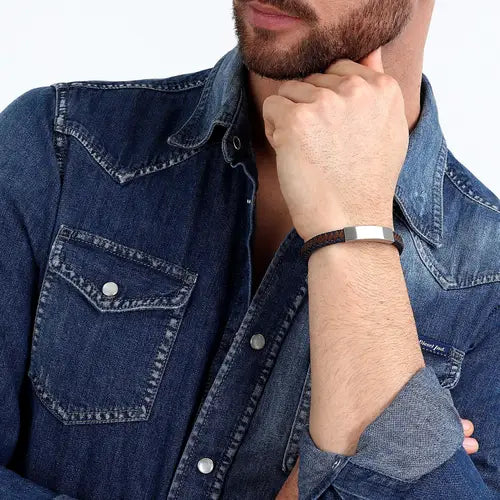 Bracciale Uomo Bandy Acciaio, Marrone e Blu SZV109