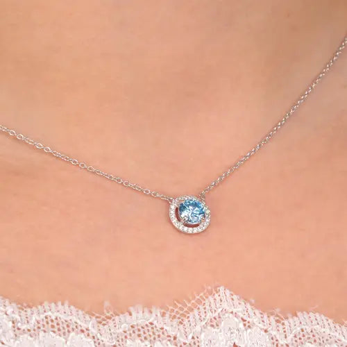 Collar Tesori de Plata con Piedra Aguamarina SAIW94