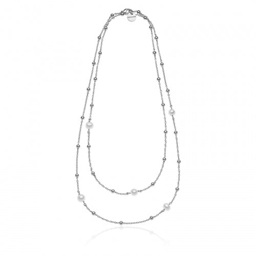 Collana Catena Perle Bianche e Sfere Lucide 000EXH5234000