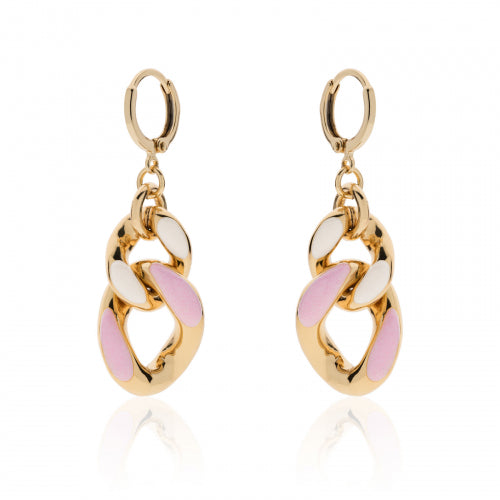 Pendientes Curb de Oro Rosa y Blanco 007EXO0021005