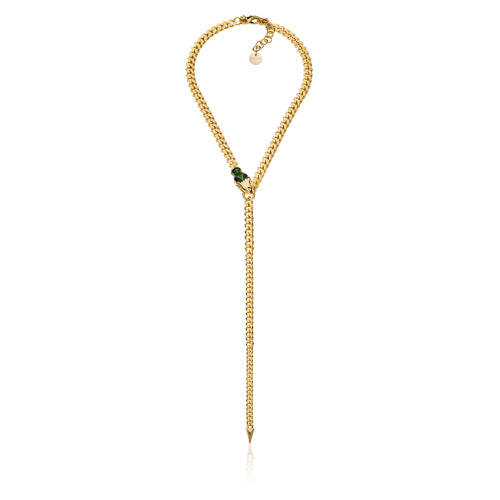 Collier dorado con serpiente verde 008EXH0014000