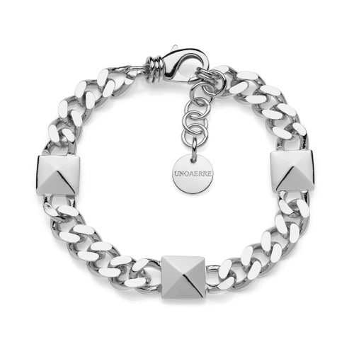 Bracciale Grumetta Argentato con Elementi Piramide 008EXB0024000