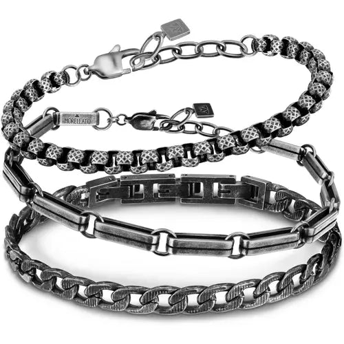 Pulsera Hombre Cadenas Negras SATX30