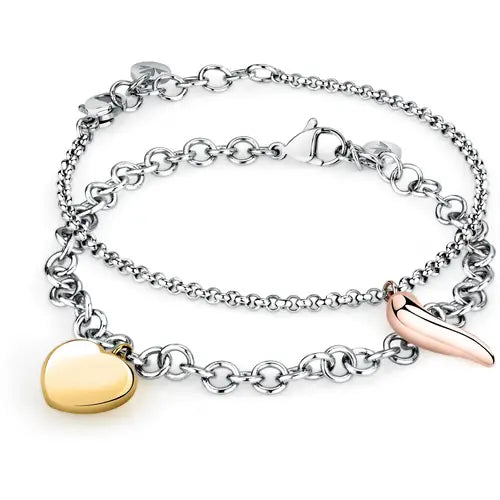 Pulsera Istanti con Corazón Dorado SAVZ10