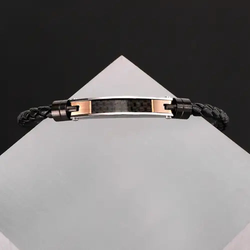 Pulsera Moody Hombre Negro, Rosa y Acero SQH22