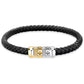 Pulsera Moody Hombre Negra, Plata y Oro SQH52