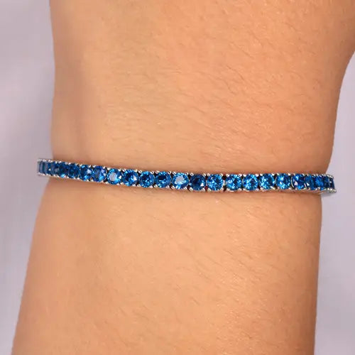 Bracciale Tennis In Argento Silver e Blu SAIW104