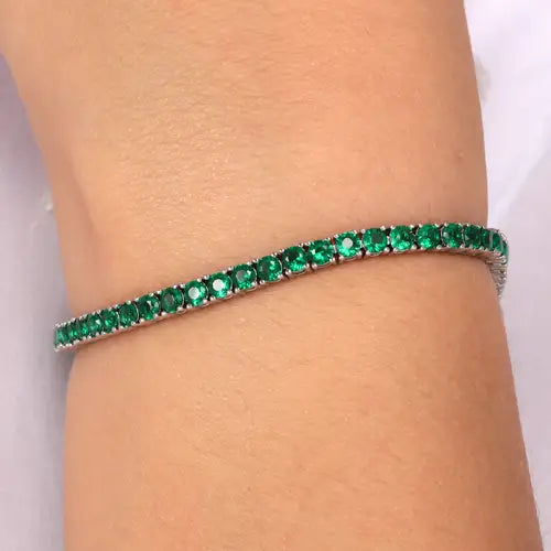 Bracciale Tennis In Argento Silver e Verde SAIW105