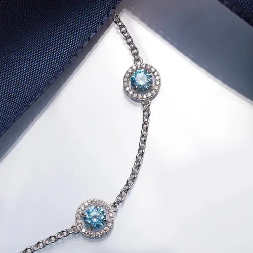 Pulsera Tesori de Plata con Piedras Aguamarinas SAIW96