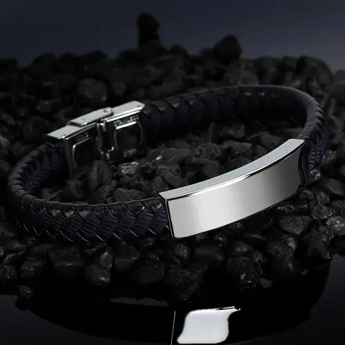 Bracciale Uomo Bandy Acciaio, Nero e Blu SZV108