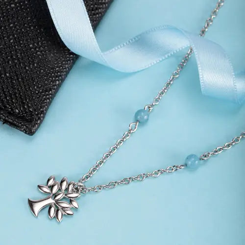 Collana Valentina Albero con Perle Azzurre SATQ11