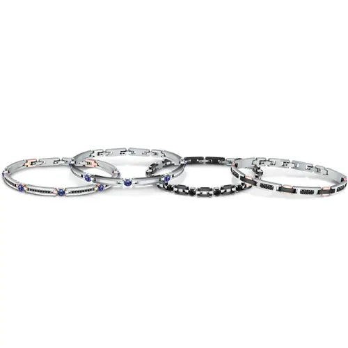 Pulsera Hombre Urban Acero y Negro con Cristales SABH25