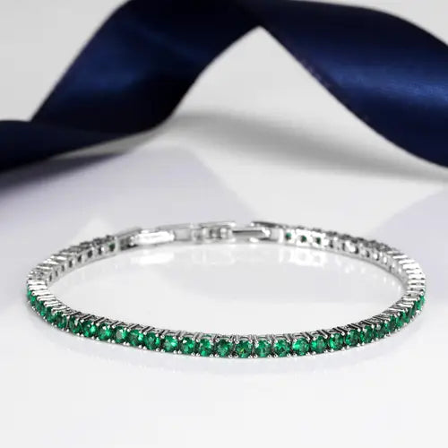 Bracciale Tennis In Argento Silver e Verde SAIW105