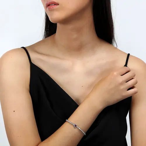 Pulsera Tesori de Plata con Circonitas y Corazón SAVB18