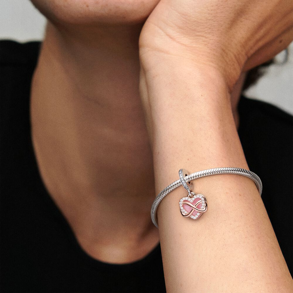 Charm Pendente Cuore e Infinito Rosa 788878C01