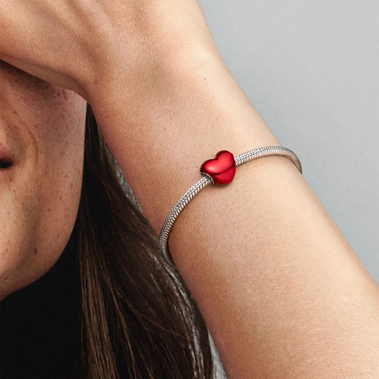 Charm corazón rojo metalizado 799291C02 