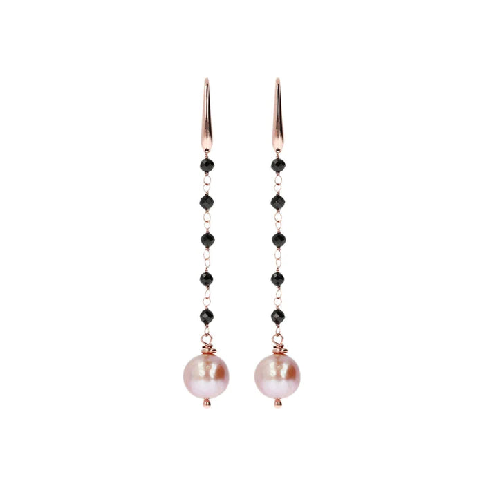 Pendientes Colgante Perla Rosa y Espinela WSBZ01176.BS-RPRL