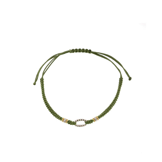 Bracciale con Intreccio Rotondo e Ovale Verde BR-U02 M3 TV